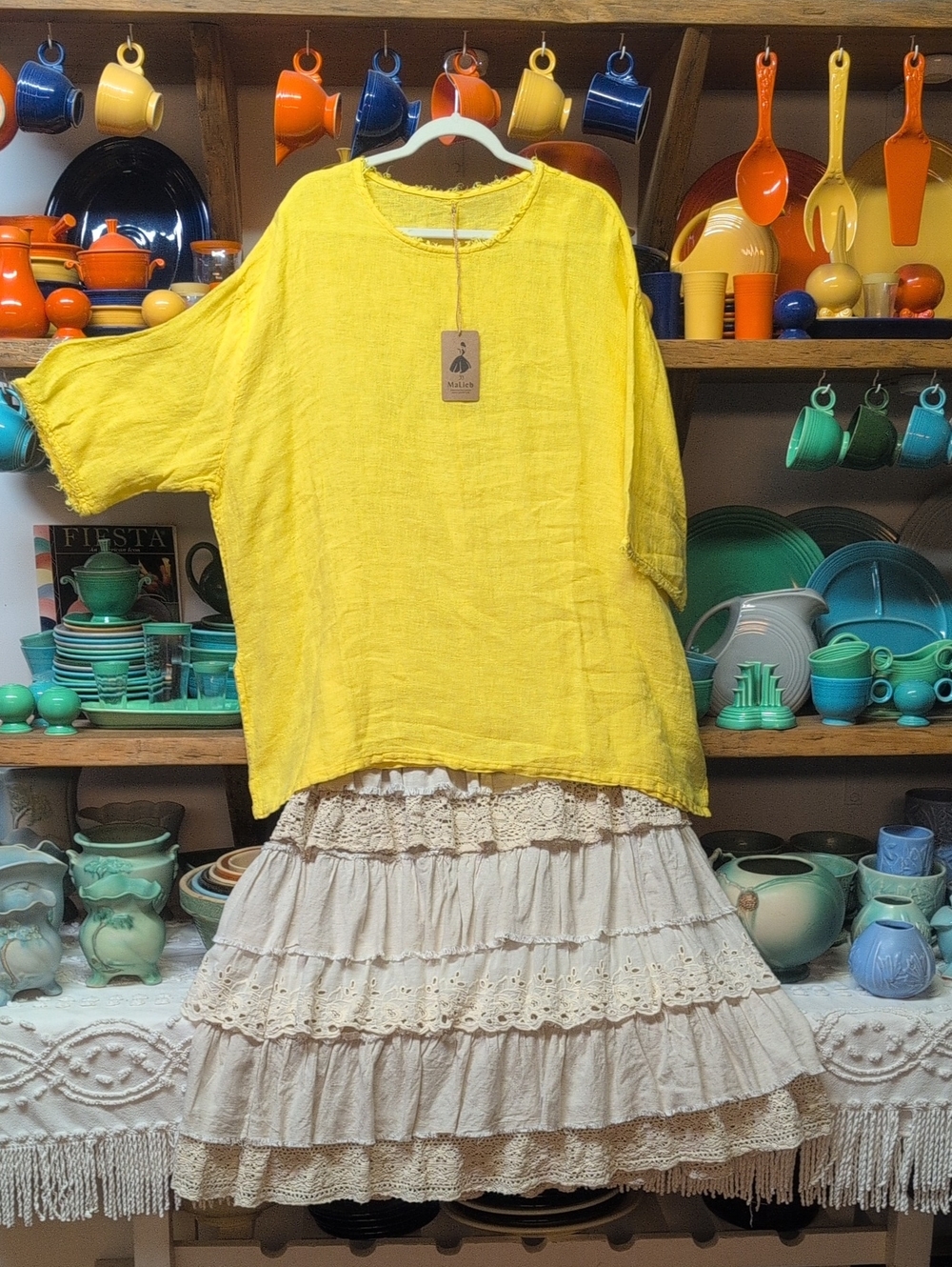 "NWTO"100% Canary Yellow Short Sleeve Tunic